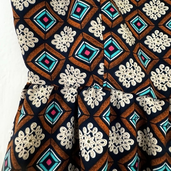 One Clothing Geometric Boho Cinched Waist Mini Dress: Medium - Picture 4 of 14